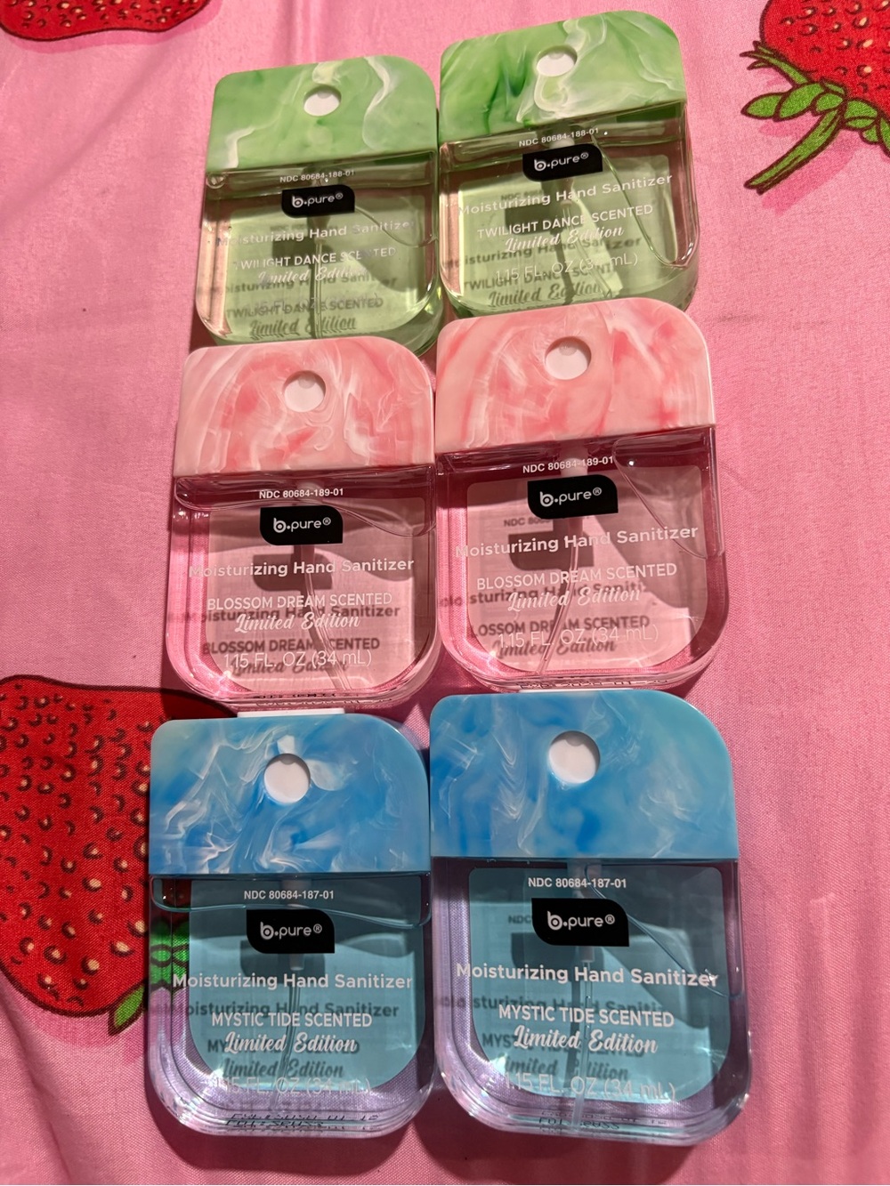 Moisturizing Hand Sanitizer - Pink, Green, Blue (3-Pack Shown)